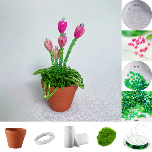 001-DIY Beaded Potted Plant Kit