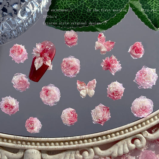 004-Super fairy pink fog sea soft rose nail art jewelry luminous handmade DIY bracelet accessories nail art material package mixed