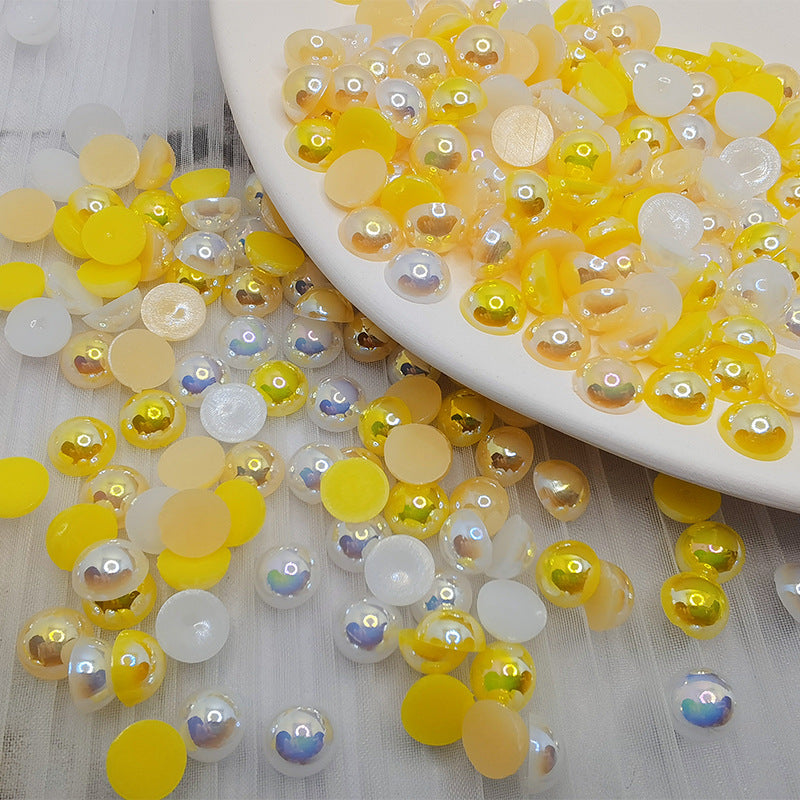 ABS Dazzling Pearl Flat bottom half face half round pearl