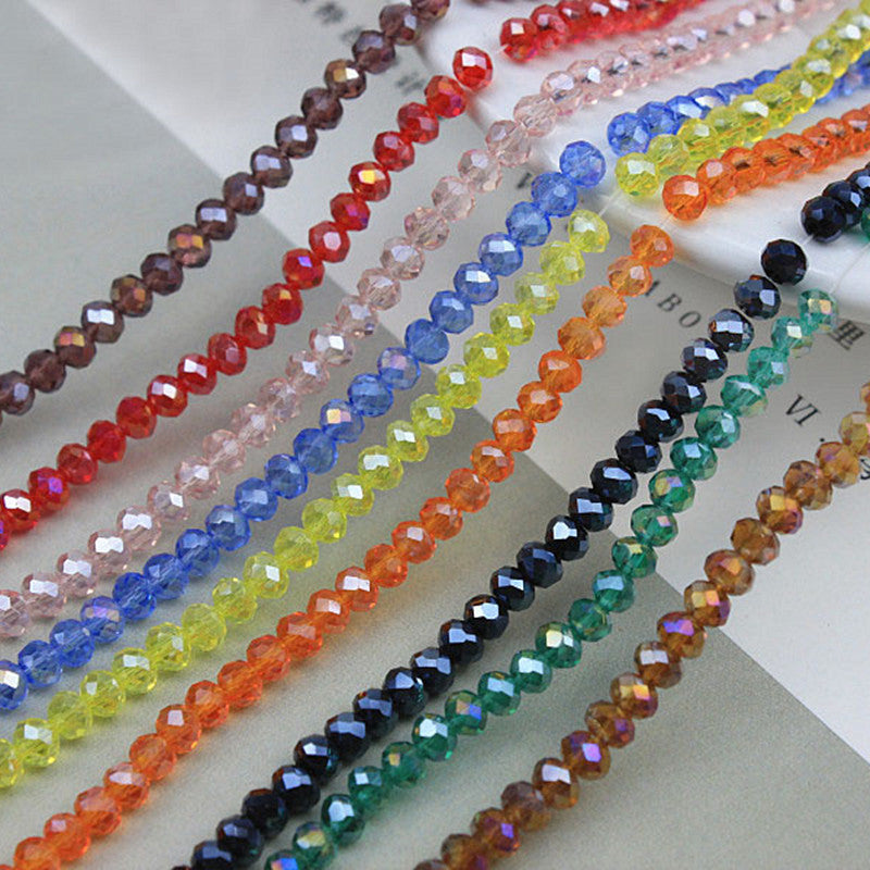 015-DIY beaded jewelry accessories clothing accessories crystal flat beads plated color ab color wheel beads 8mm glass beads wholesale