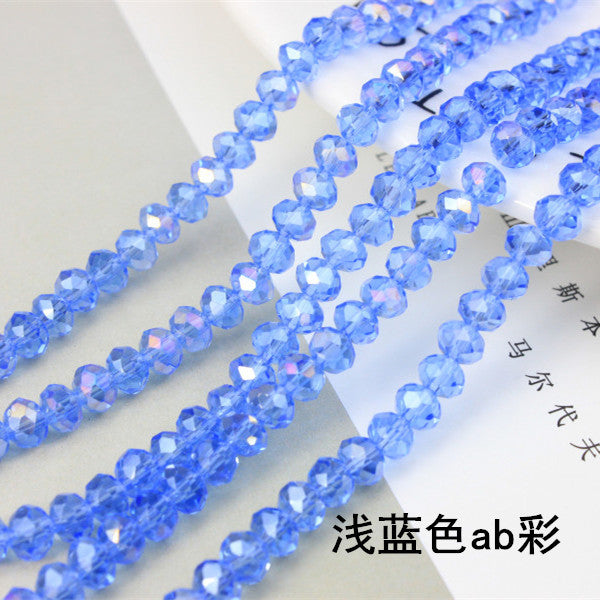 015-DIY beaded jewelry accessories clothing accessories crystal flat beads plated color ab color wheel beads 8mm glass beads wholesale