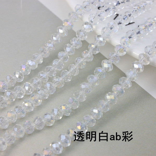 015-DIY beaded jewelry accessories clothing accessories crystal flat beads plated color ab color wheel beads 8mm glass beads wholesale
