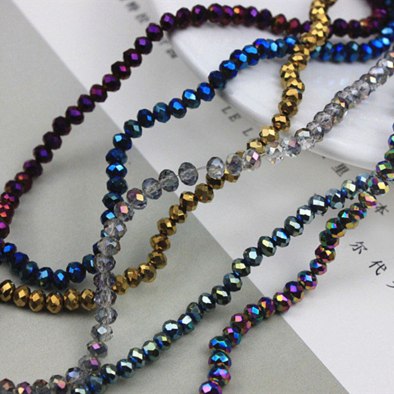 015-DIY beaded jewelry accessories clothing accessories crystal flat beads plated color ab color wheel beads 8mm glass beads wholesale