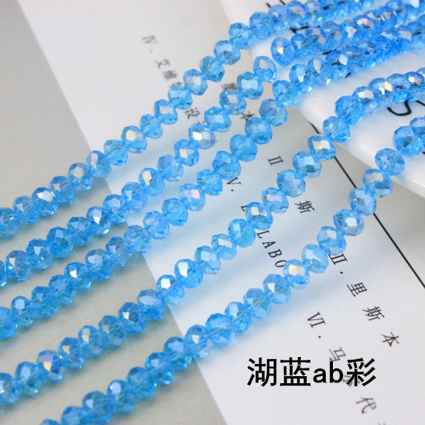 015-DIY beaded jewelry accessories clothing accessories crystal flat beads plated color ab color wheel beads 8mm glass beads wholesale