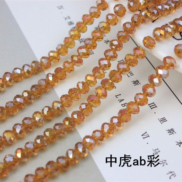 015-DIY beaded jewelry accessories clothing accessories crystal flat beads plated color ab color wheel beads 8mm glass beads wholesale