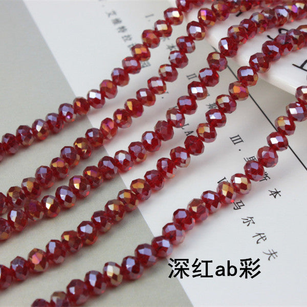 015-DIY beaded jewelry accessories clothing accessories crystal flat beads plated color ab color wheel beads 8mm glass beads wholesale