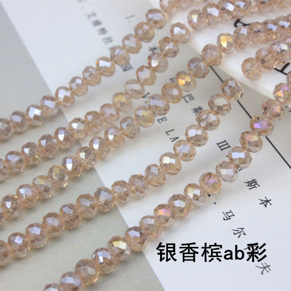 015-DIY beaded jewelry accessories clothing accessories crystal flat beads plated color ab color wheel beads 8mm glass beads wholesale