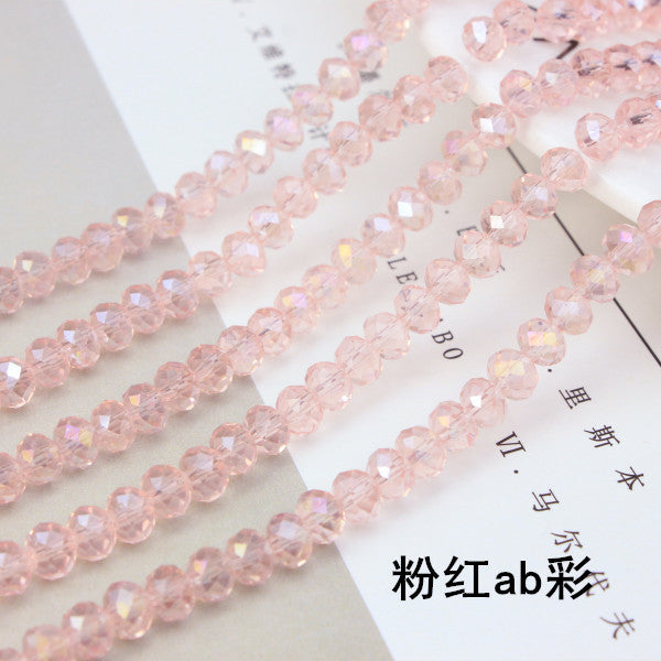 015-DIY beaded jewelry accessories clothing accessories crystal flat beads plated color ab color wheel beads 8mm glass beads wholesale