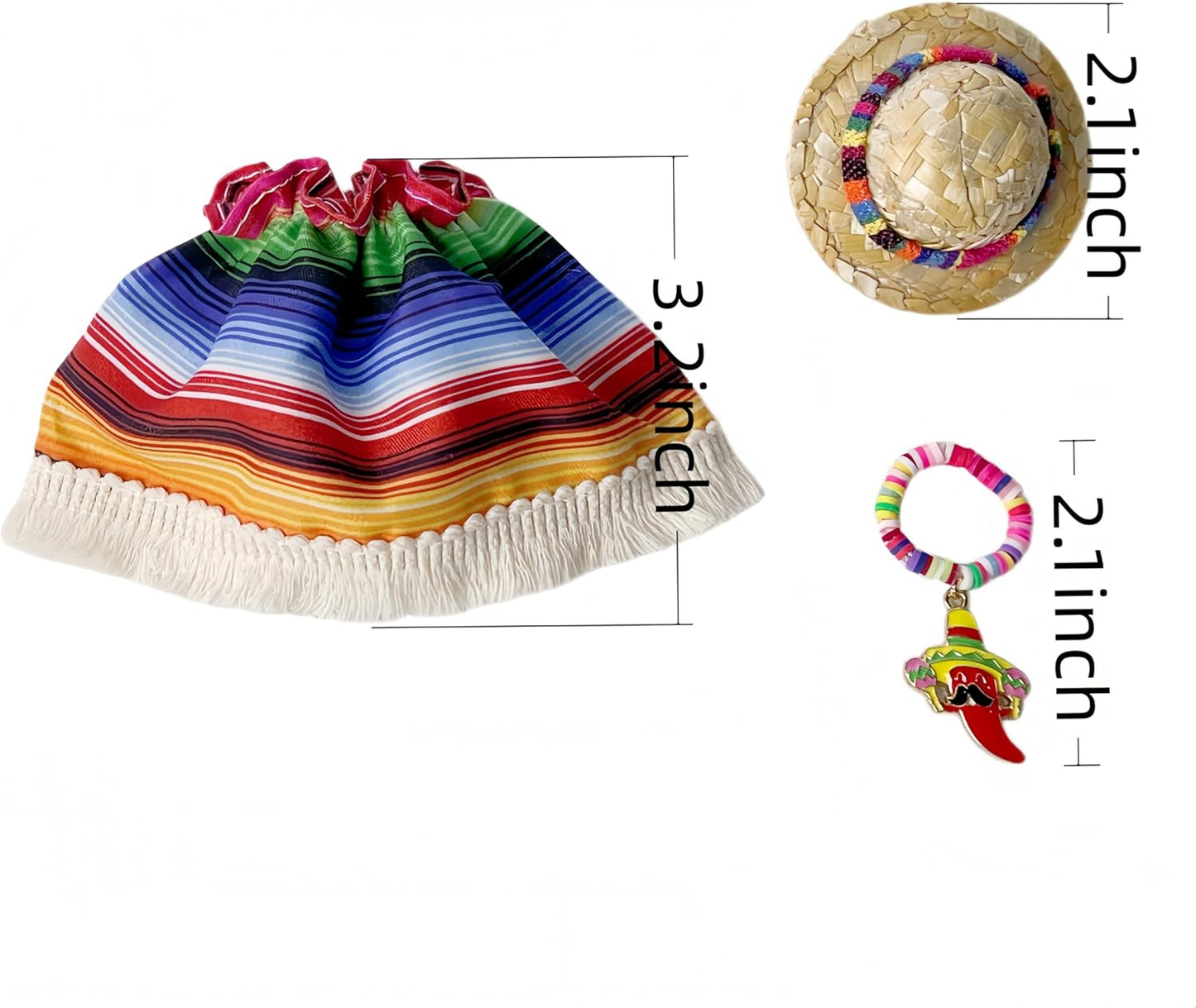 Desk Goose Outfits 7 Inches for Mini Desktop - Cute Mini Desk Goose Clothes Set with Accessories for Home Office Decor（Mexico）
