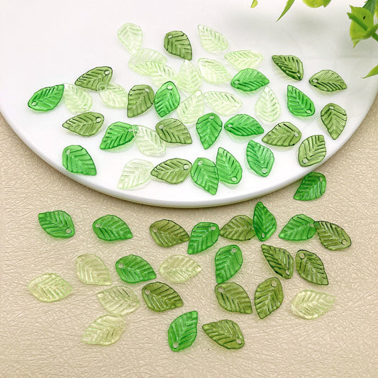 009-Simulation mini acrylic green transparent small leaf pendant DIY handmade jewelry accessories material