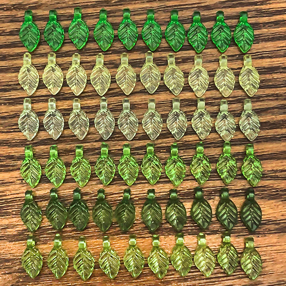 014-Acrylic mini green transparent small leaves DIY handmade beaded jewelry accessories