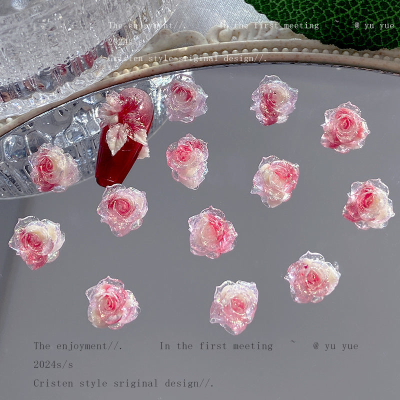 004-Super fairy pink fog sea soft rose nail art jewelry luminous handmade DIY bracelet accessories nail art material package mixed