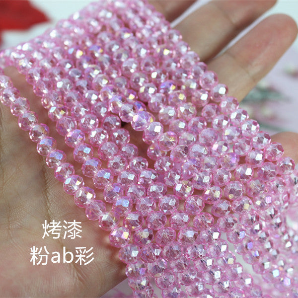 015-DIY beaded jewelry accessories clothing accessories crystal flat beads plated color ab color wheel beads 8mm glass beads wholesale