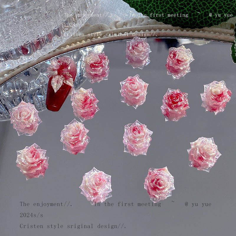 004-Super fairy pink fog sea soft rose nail art jewelry luminous handmade DIY bracelet accessories nail art material package mixed