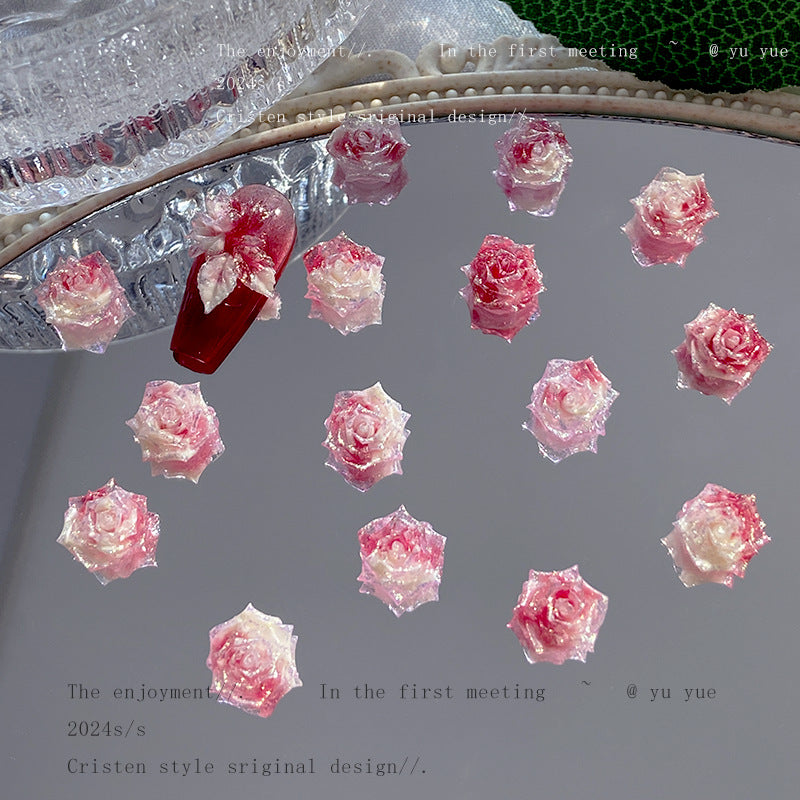 004-Super fairy pink fog sea soft rose nail art jewelry luminous handmade DIY bracelet accessories nail art material package mixed
