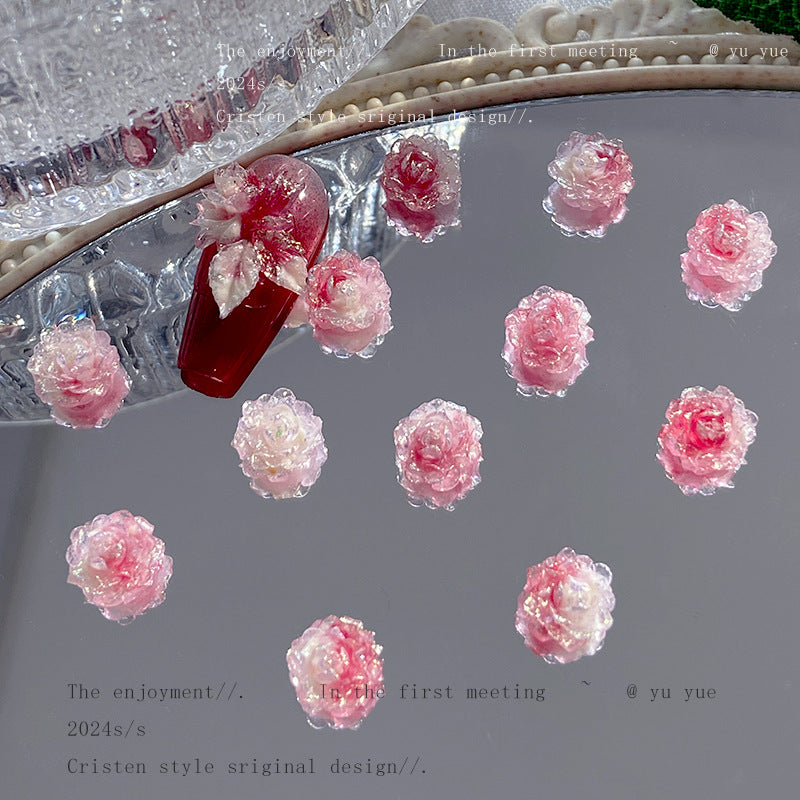 004-Super fairy pink fog sea soft rose nail art jewelry luminous handmade DIY bracelet accessories nail art material package mixed