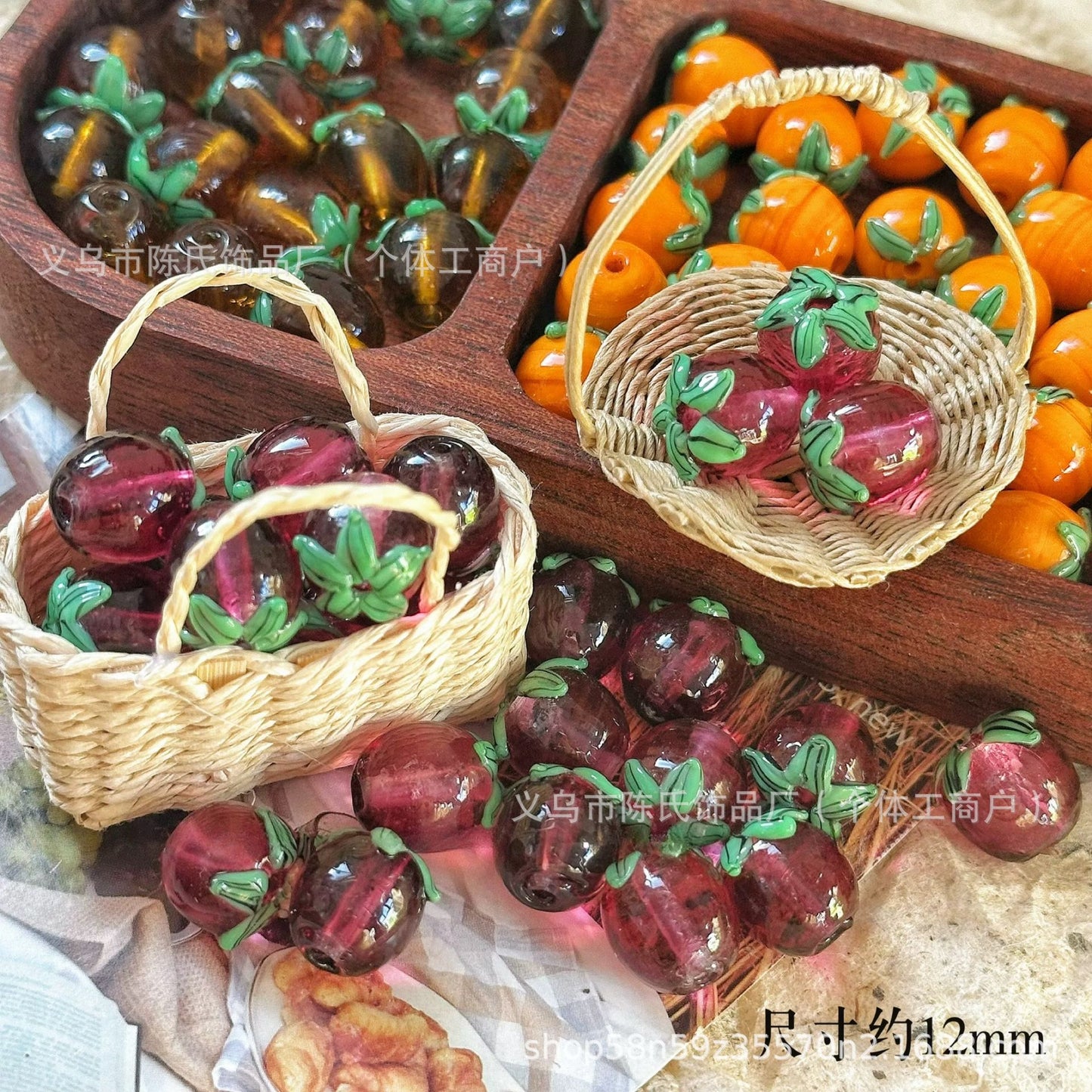 003-[Summer Tomato] Tomato Eggplant Lamplighter Glazed Loose Bead DIY Earrings Bracelet Necklace Accessories