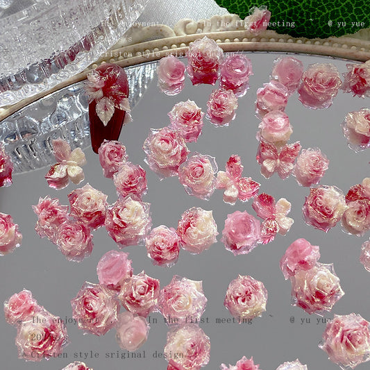 004-Super fairy pink fog sea soft rose nail art jewelry luminous handmade DIY bracelet accessories nail art material package mixed