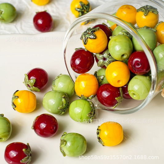 003-[Summer Tomato] Tomato Eggplant Lamplighter Glazed Loose Bead DIY Earrings Bracelet Necklace Accessories