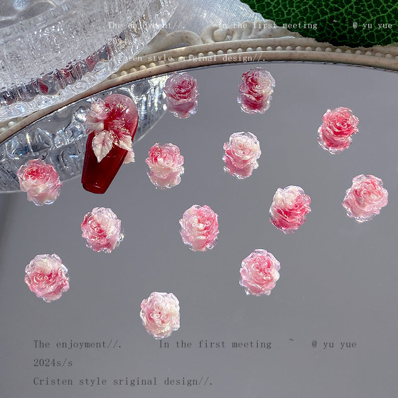 004-Super fairy pink fog sea soft rose nail art jewelry luminous handmade DIY bracelet accessories nail art material package mixed