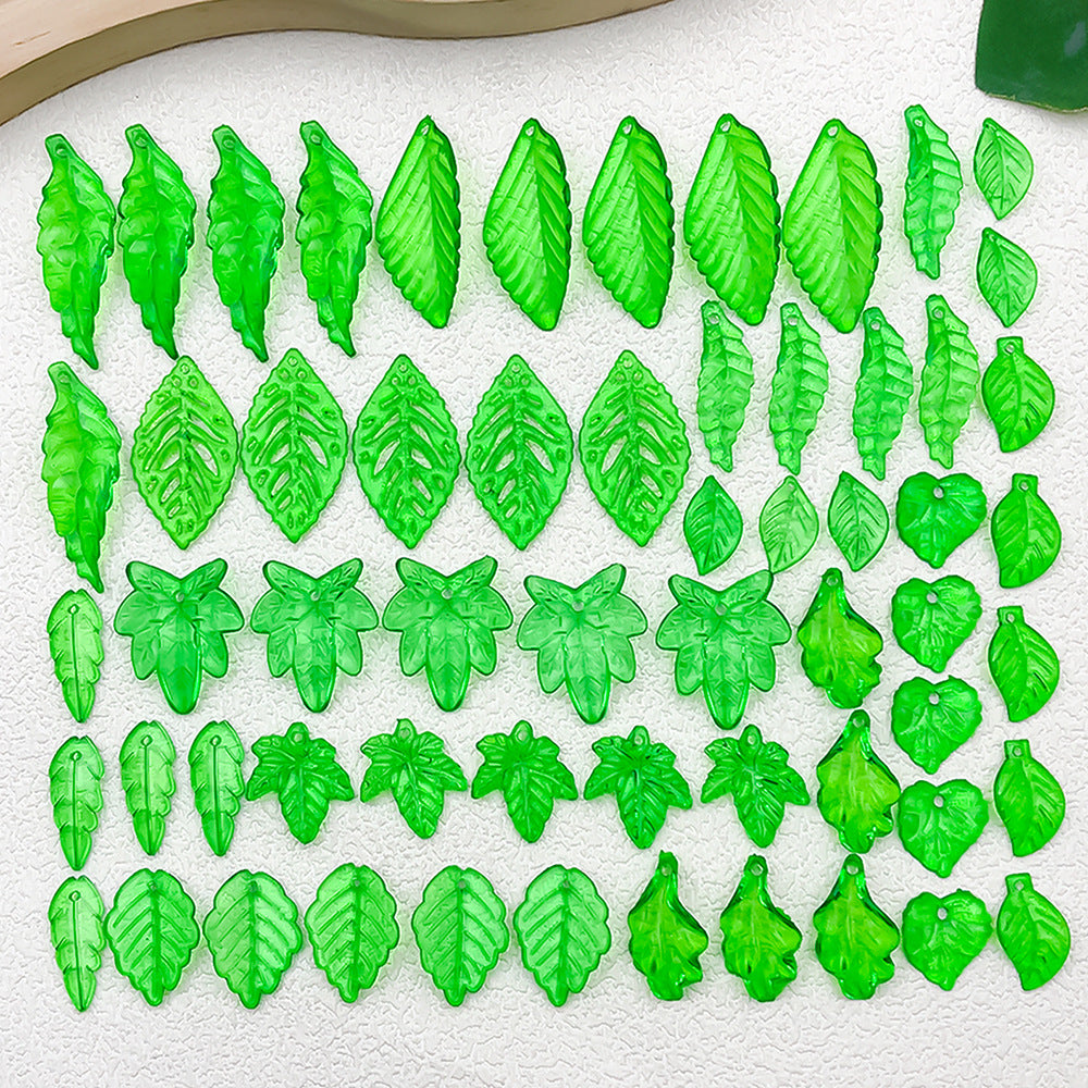 014-Acrylic mini green transparent small leaves DIY handmade beaded jewelry accessories