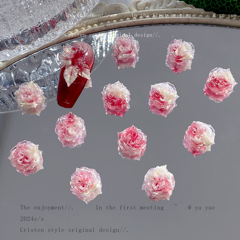 004-Super fairy pink fog sea soft rose nail art jewelry luminous handmade DIY bracelet accessories nail art material package mixed