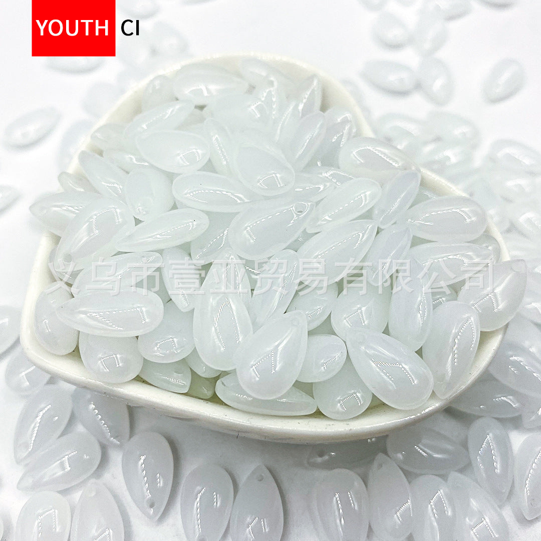 012-Glazed beads 8 * 14mm water drop pendant flat water drop DIY jewelry accessories hole material loose beads antique versatile