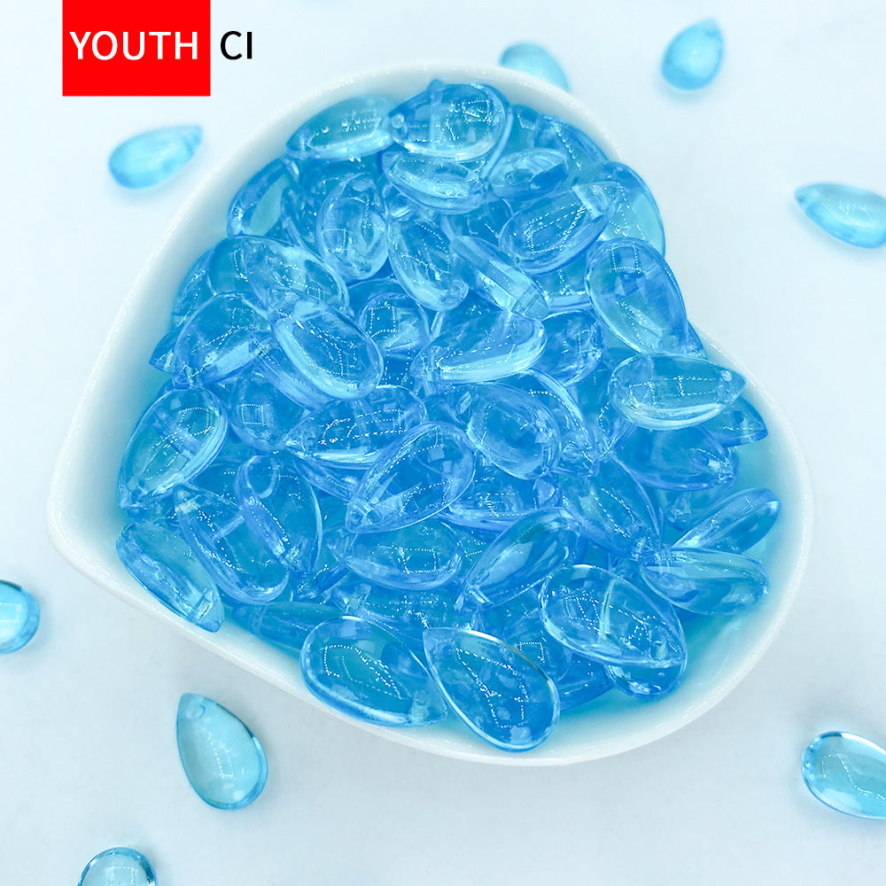 012-Glazed beads 8 * 14mm water drop pendant flat water drop DIY jewelry accessories hole material loose beads antique versatile