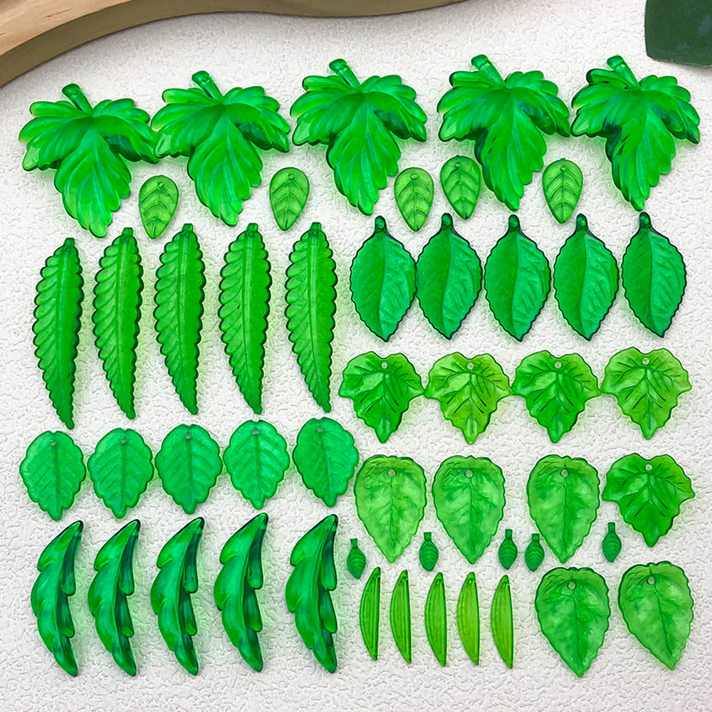 014-Acrylic mini green transparent small leaves DIY handmade beaded jewelry accessories