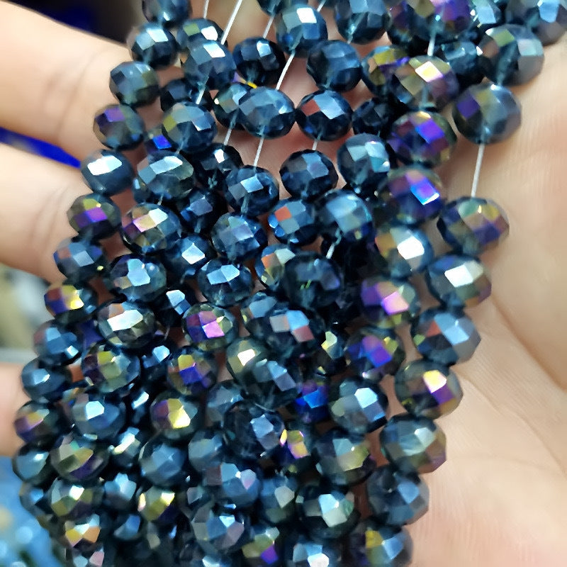 015-DIY beaded jewelry accessories clothing accessories crystal flat beads plated color ab color wheel beads 8mm glass beads wholesale