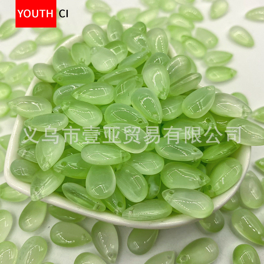 012-Glazed beads 8 * 14mm water drop pendant flat water drop DIY jewelry accessories hole material loose beads antique versatile