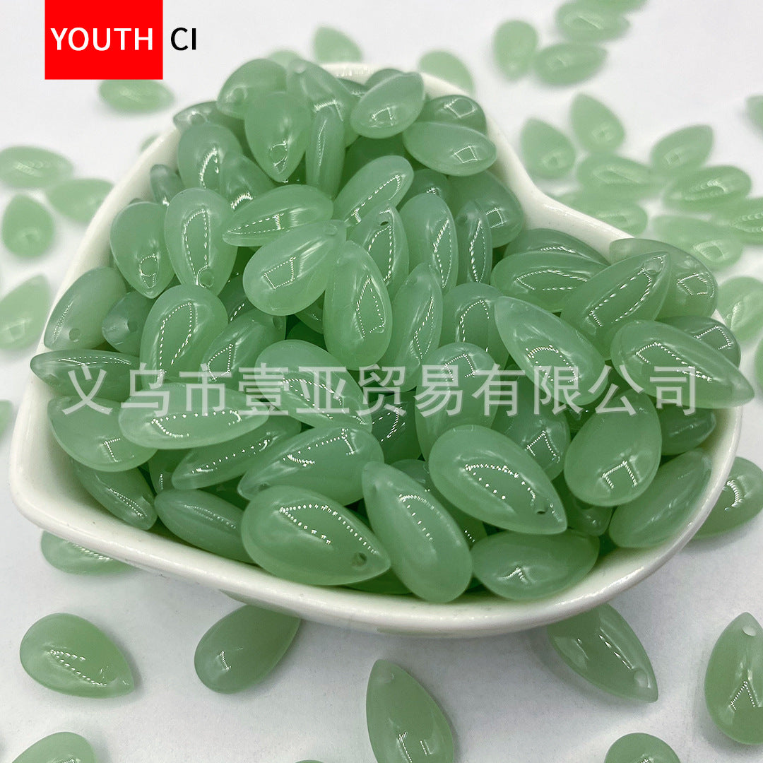 012-Glazed beads 8 * 14mm water drop pendant flat water drop DIY jewelry accessories hole material loose beads antique versatile