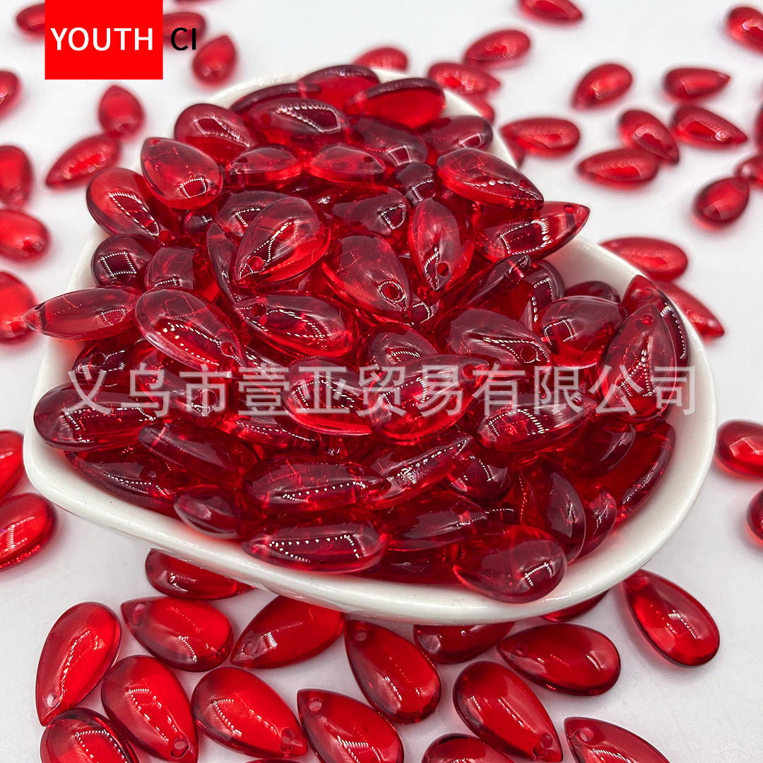 012-Glazed beads 8 * 14mm water drop pendant flat water drop DIY jewelry accessories hole material loose beads antique versatile