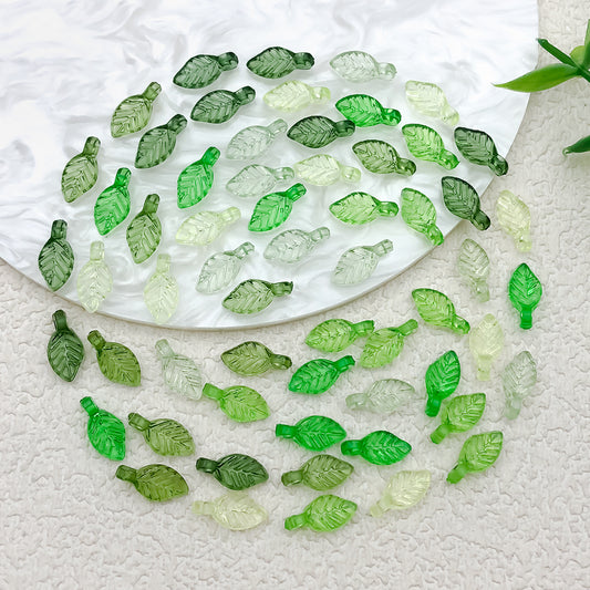 Acrylic mini green transparent small leaves DIY handmade beaded jewelry accessories