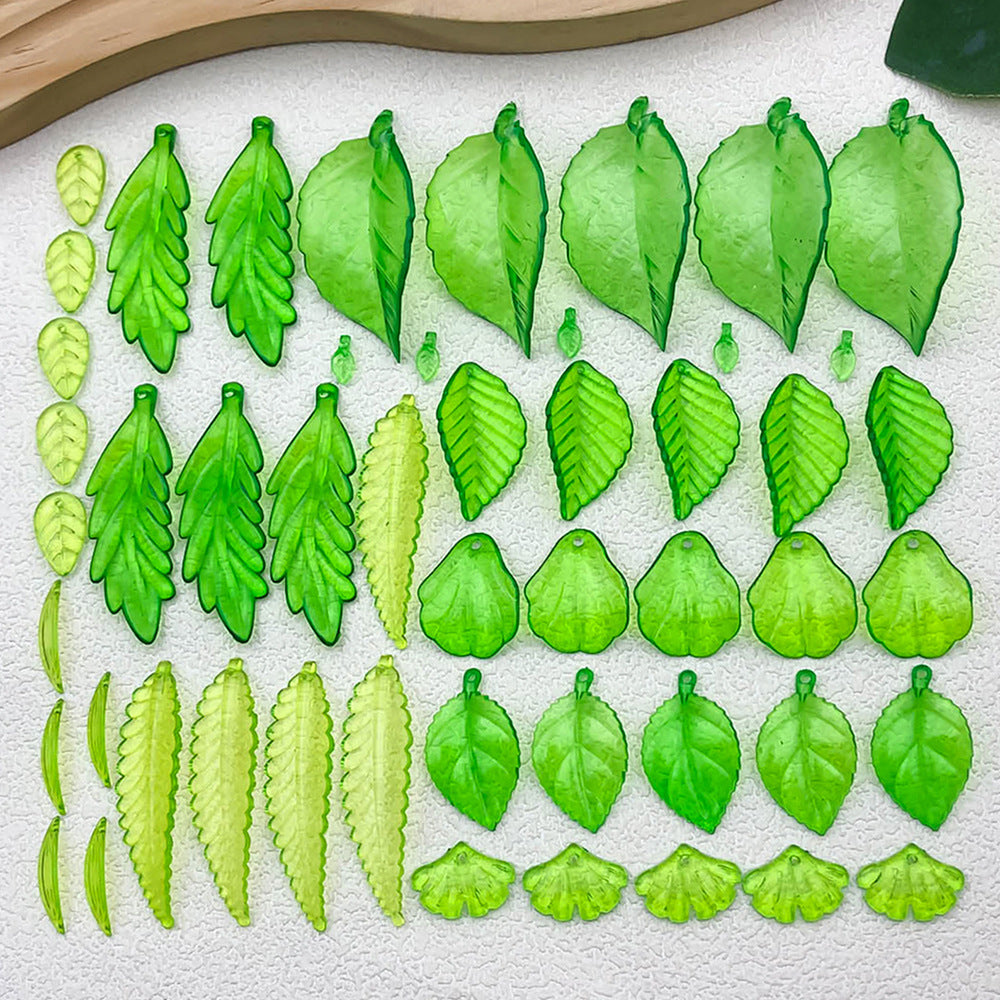 014-Acrylic mini green transparent small leaves DIY handmade beaded jewelry accessories