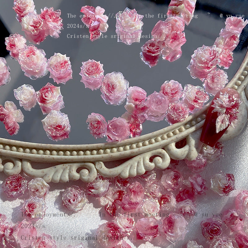 004-Super fairy pink fog sea soft rose nail art jewelry luminous handmade DIY bracelet accessories nail art material package mixed