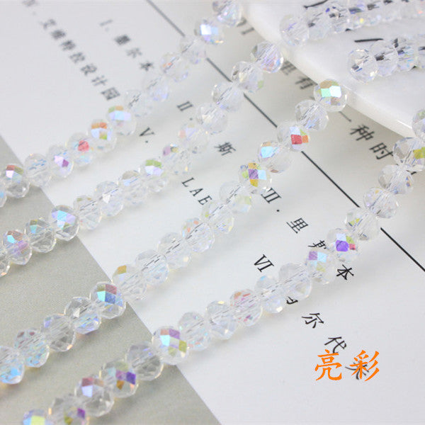 015-DIY beaded jewelry accessories clothing accessories crystal flat beads plated color ab color wheel beads 8mm glass beads wholesale