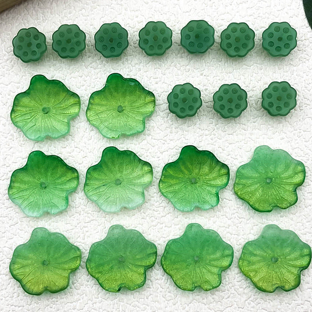 014-Acrylic mini green transparent small leaves DIY handmade beaded jewelry accessories