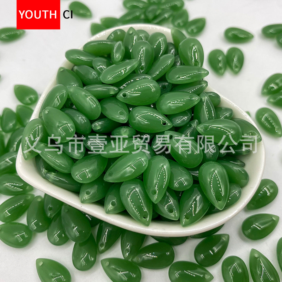 012-Glazed beads 8 * 14mm water drop pendant flat water drop DIY jewelry accessories hole material loose beads antique versatile