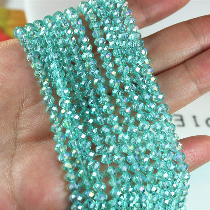 015-DIY beaded jewelry accessories clothing accessories crystal flat beads plated color ab color wheel beads 8mm glass beads wholesale