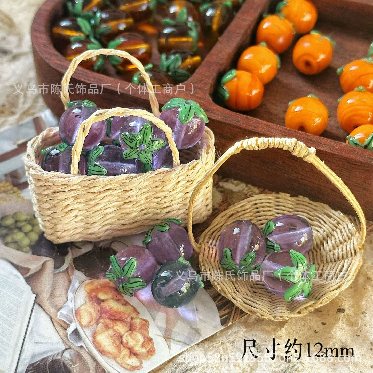 003-[Summer Tomato] Tomato Eggplant Lamplighter Glazed Loose Bead DIY Earrings Bracelet Necklace Accessories
