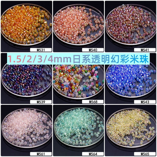 1.5-4 mm Japanese transparent magic glass rice beads cross stitch millet beads DIY handmade jewelry woven string beads