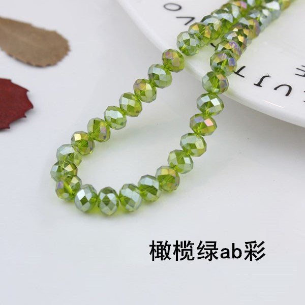 015-DIY beaded jewelry accessories clothing accessories crystal flat beads plated color ab color wheel beads 8mm glass beads wholesale