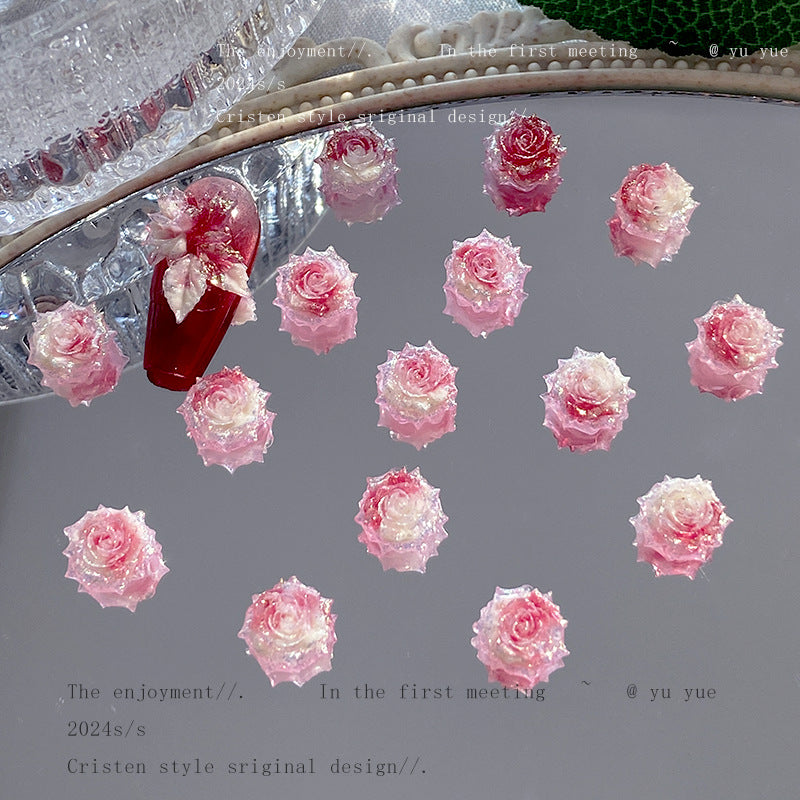 004-Super fairy pink fog sea soft rose nail art jewelry luminous handmade DIY bracelet accessories nail art material package mixed