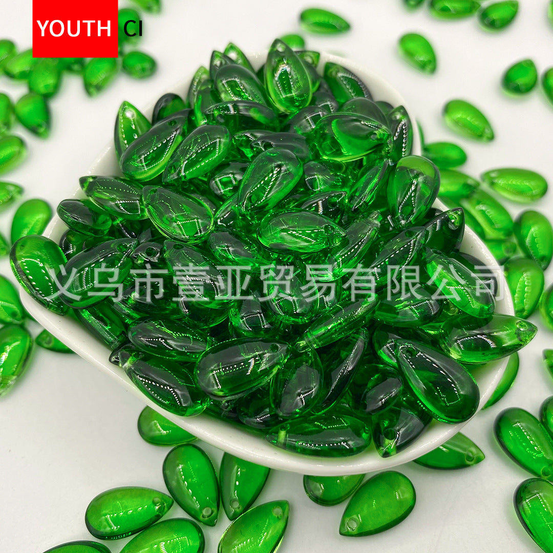 012-Glazed beads 8 * 14mm water drop pendant flat water drop DIY jewelry accessories hole material loose beads antique versatile