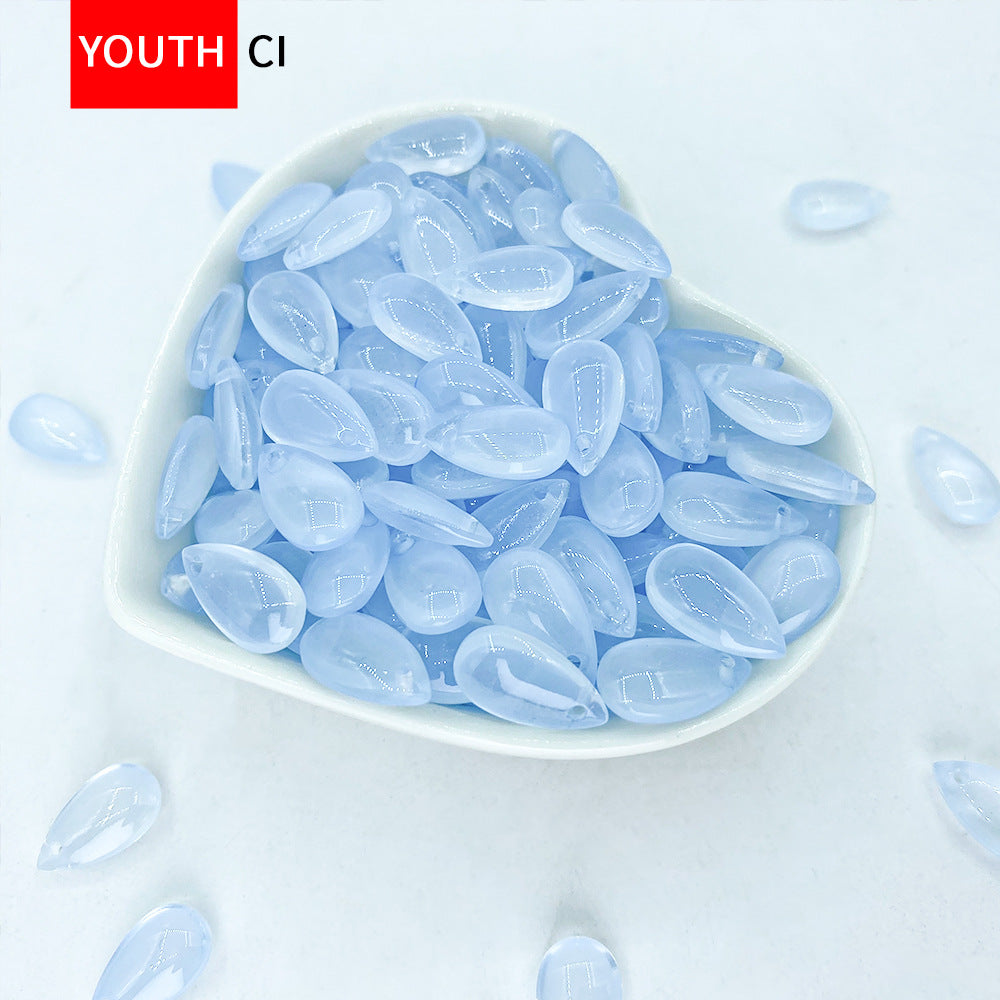 012-Glazed beads 8 * 14mm water drop pendant flat water drop DIY jewelry accessories hole material loose beads antique versatile