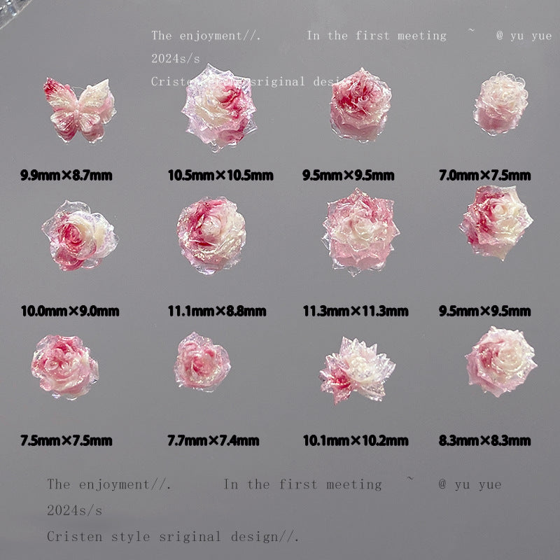 004-Super fairy pink fog sea soft rose nail art jewelry luminous handmade DIY bracelet accessories nail art material package mixed