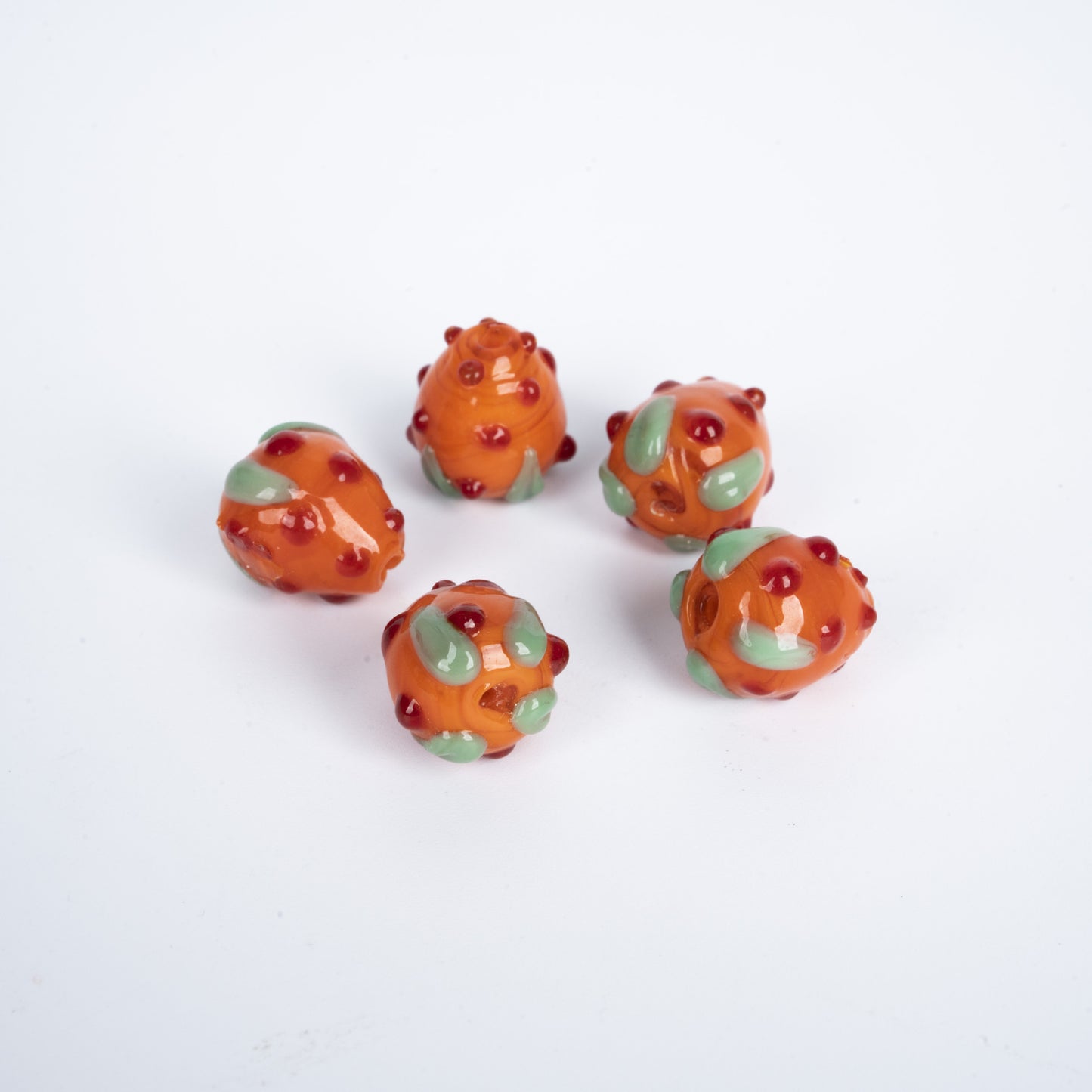 010-Strawberry Glazed Beads Glass Beads Perforated Handmade DIY Crystal Transparent Accessories Jewelry Materials Bracelet Necklace