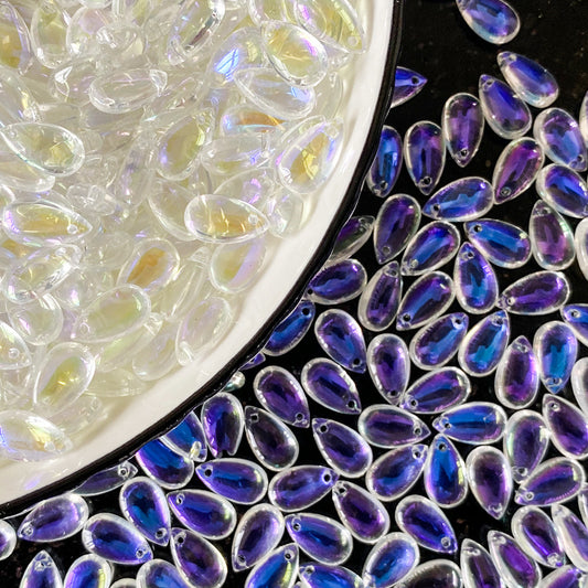 Glazed beads 8 * 14mm water drop pendant flat water drop DIY jewelry accessories hole material loose beads antique versatile