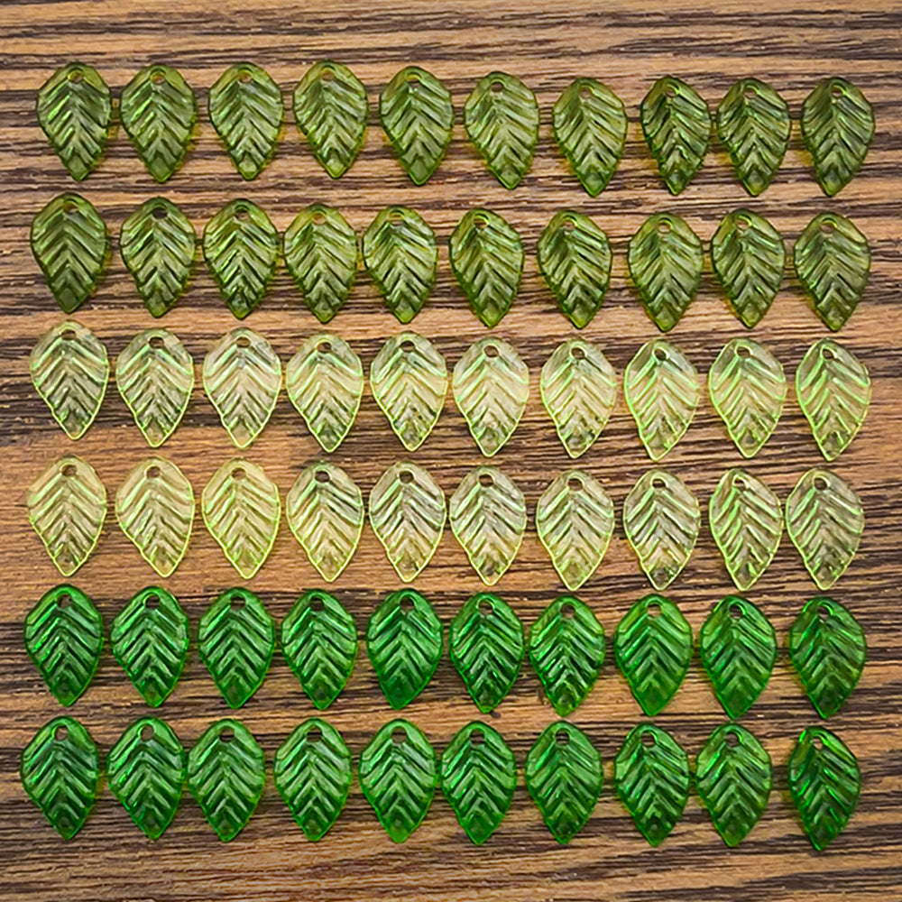 014-Acrylic mini green transparent small leaves DIY handmade beaded jewelry accessories